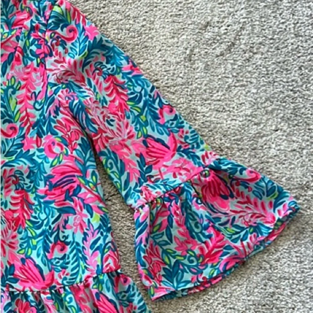 Lilly Pulitzer Gabriel Dress Surf Blue Flim Flam Engineered Print - Picture 5 of 11